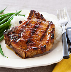 Grilled honey-glazed pork chops