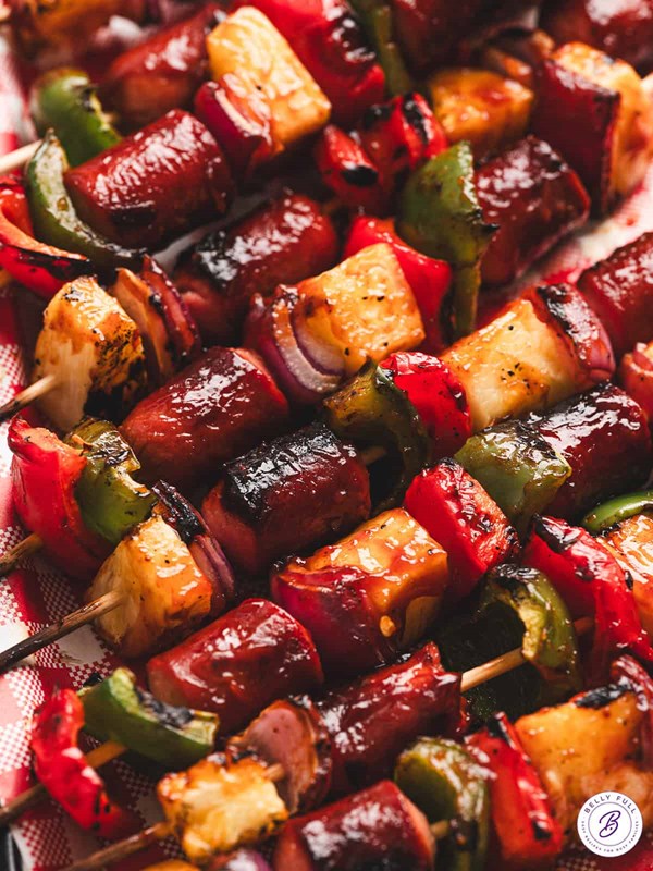 Grilled hot dog kabobs