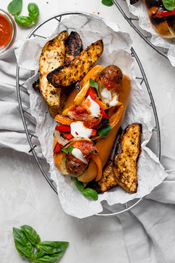 Grilled Italian sausage and peppers