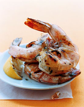 Grilled jumbo shrimp with lemon and oregano