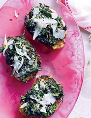 Grilled kale toasts