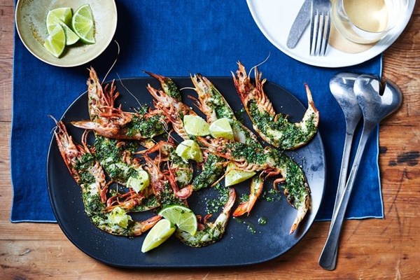 Grilled king prawns with rosemary & lime butter [Dave Verheul]