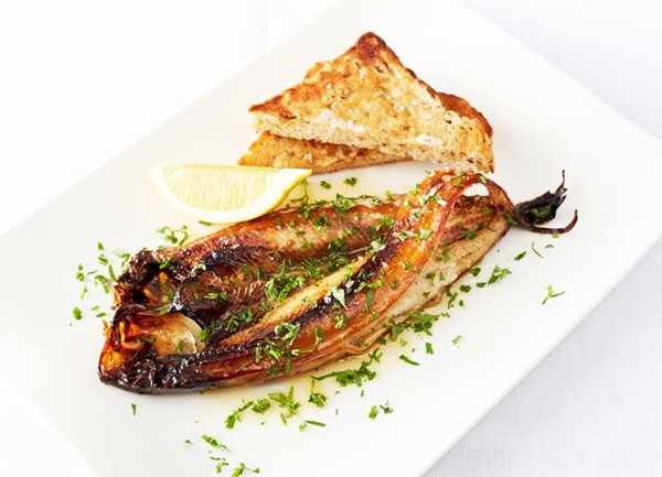 Grilled kippers, brown butter and parsley