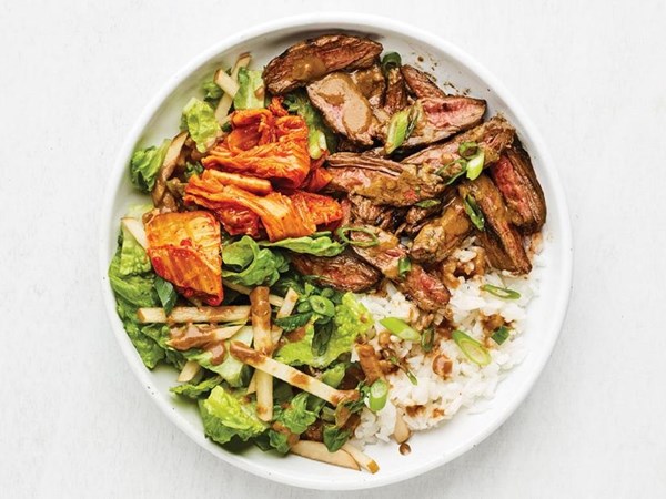 Grilled Korean steak and rice bowls