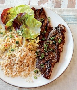Grilled Korean-style short ribs with Asian slaw