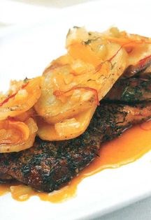 Grilled lamb loin with saffron potatoes