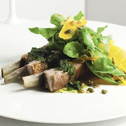 Grilled lamb ribs with chimichurri