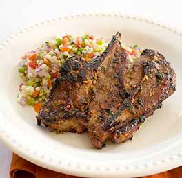 Grilled lamb shoulder chops with Near East red pepper paste