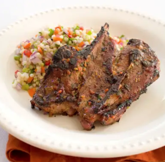 Grilled lamb shoulder chops with Near East red pepper paste
