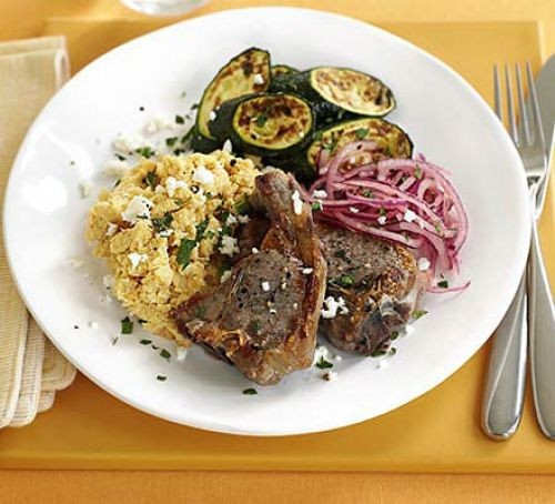 Grilled lamb with houmous mash