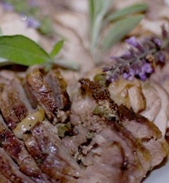 Grilled leg of lamb with lavender-rosemary rub