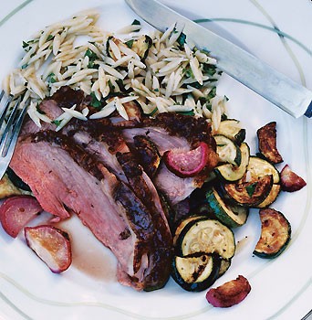 Grilled leg of lamb with thyme and allspice