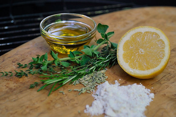 Grilled lemon and herb flatbread