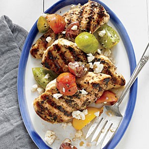 Grilled lemon chicken with tomato salad