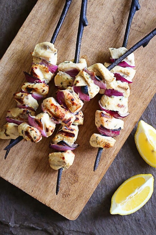 Grilled lemon Dijon chicken skewers