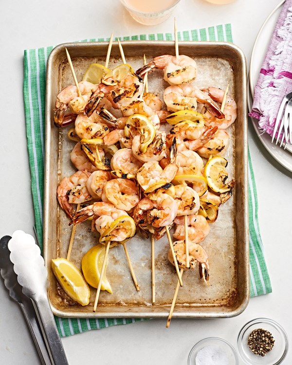 Grilled lemon garlic butter shrimp