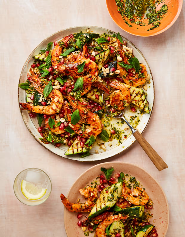 Grilled lime prawns and courgettes