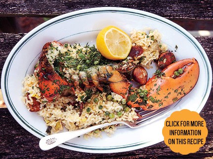 Grilled lobster paella