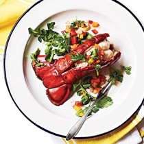 Grilled lobster tail with confetti relish
