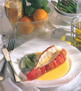 Grilled lobster with a buttery Pernod sauce