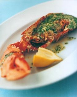 Grilled lobster with garlic and parsley butter