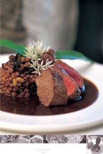 Grilled loin of lamb with leek and mushroom pearl barley risotto and wild garlic gravy