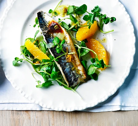Grilled mackerel fillets with lime mojo