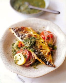 Grilled mackerel with Japanese salsa verde
