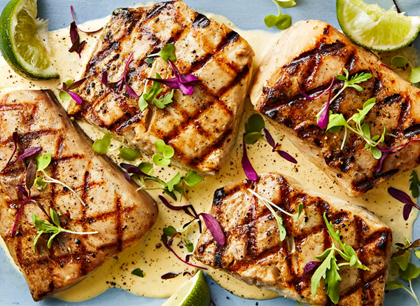Grilled mahi-mahi with lemongrass-lime aioli