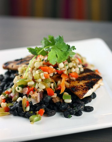 Grilled mahi mahi with pan-roasted corn salsa