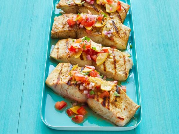 Grilled mahi mahi with summer squash salsa