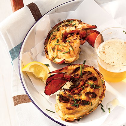 Grilled Maine lobster tails with miso butter