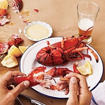 Grilled Maine lobsters