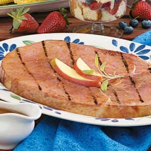 Grilled mango-glazed ham