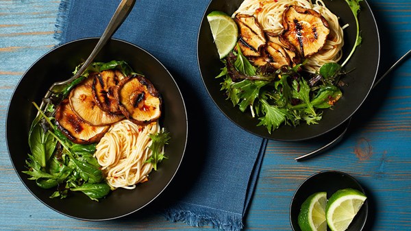 Grilled maple-tamari shiitake