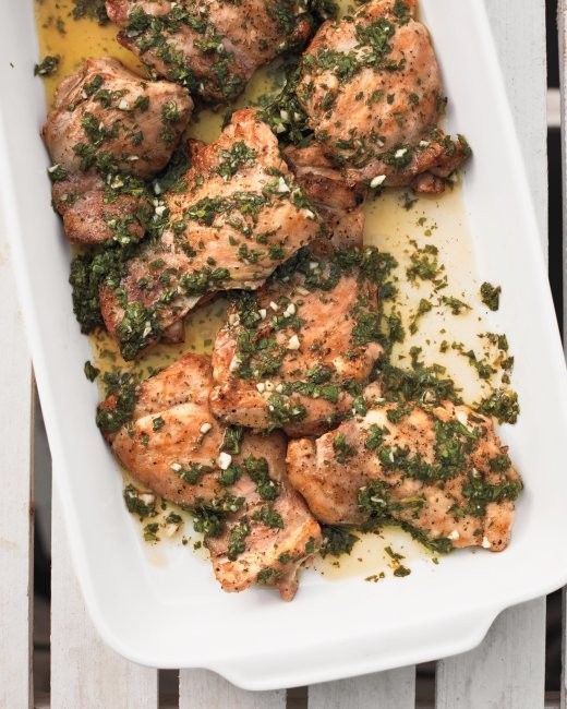 Grilled marinated chicken thighs
