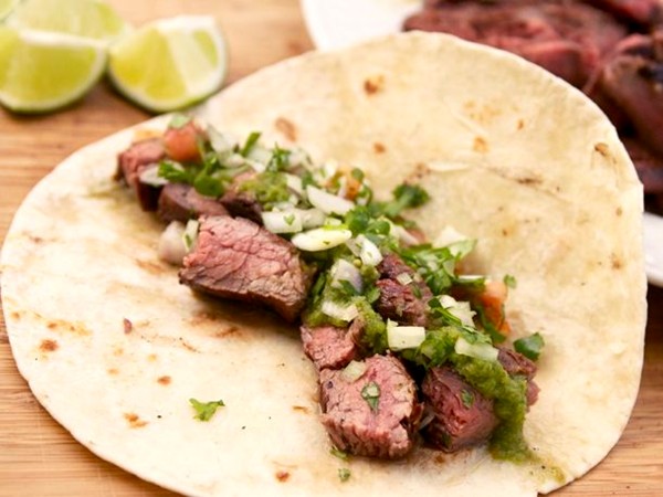 Grilled marinated flank steak fajitas