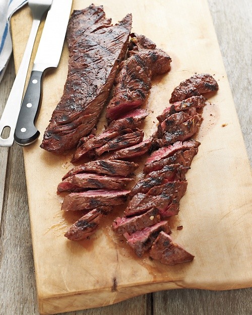 Grilled marinated hanger steak