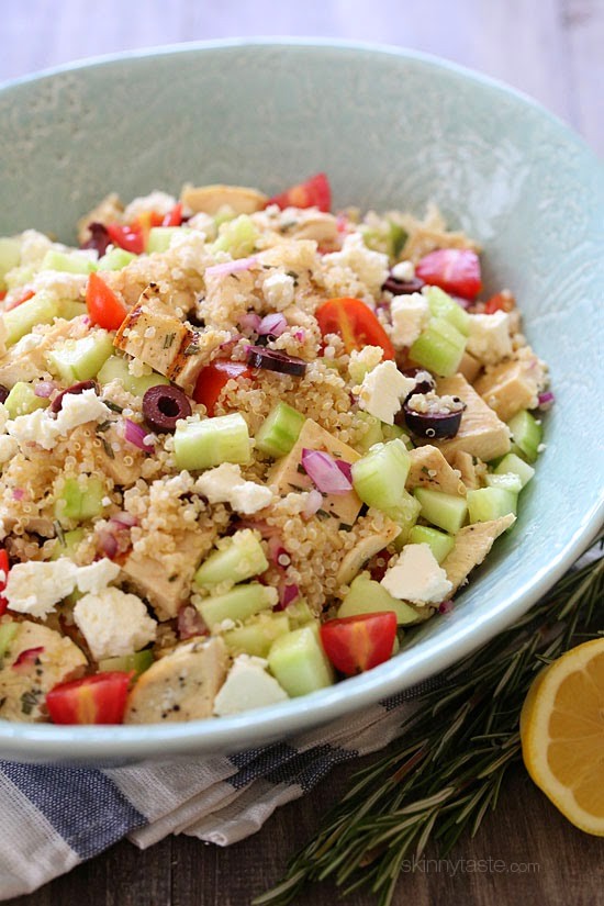Grilled Mediterranean chicken and quinoa salad