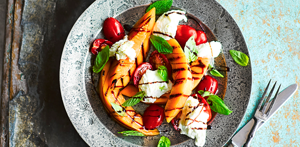 Grilled melon Caprese salad