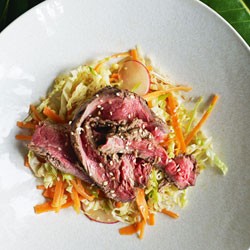 Grilled miso beef with Asian-style coleslaw