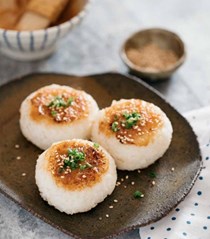 Grilled miso-glazed rice balls