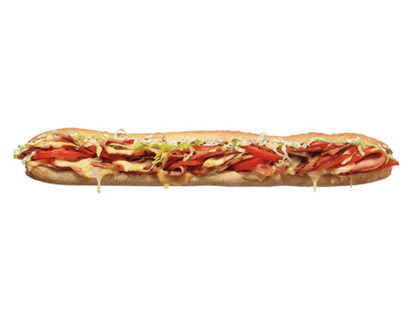Grilled mortadella and Muenster monster sub