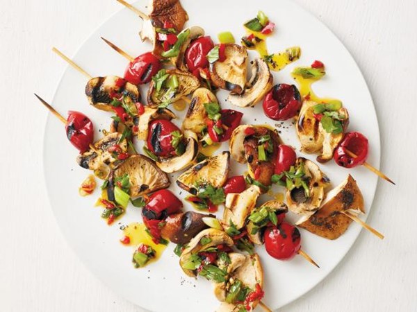 Grilled mushroom kebabs