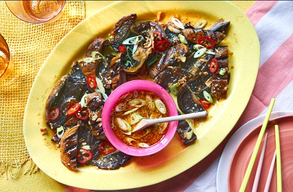 Grilled mushroom with ssamjang dressing 