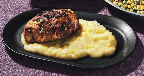 Grilled mustard chicken with fresh corn polenta