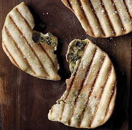 Grilled naan filled with herbs and cheese