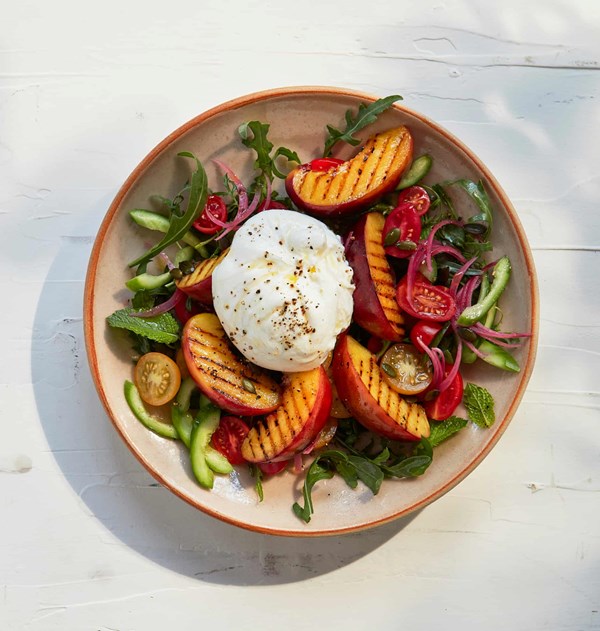 Grilled nectarine and burrata salad