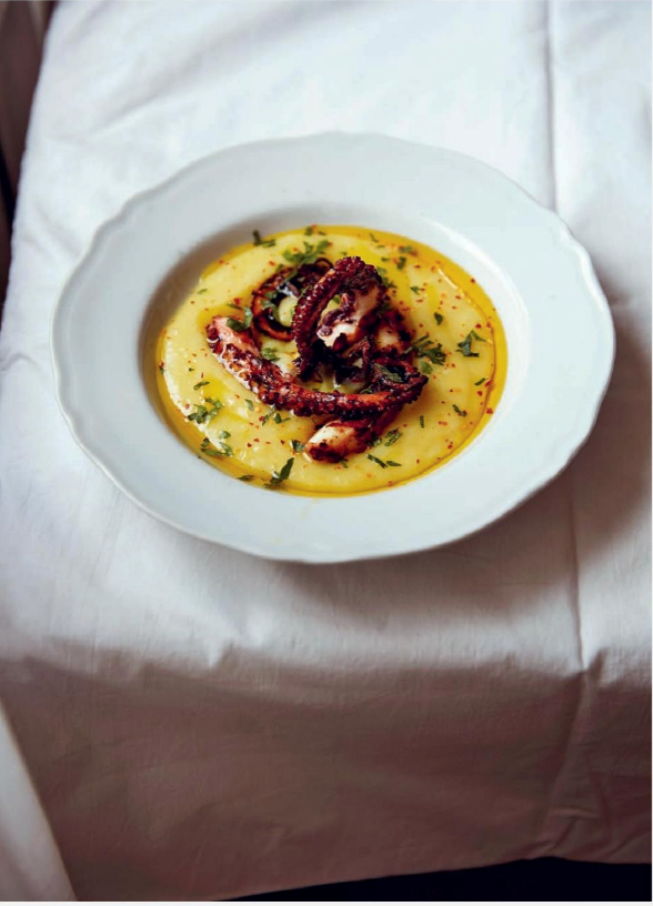 Grilled octopus and lemon potato purée (Polpo grigliato con puré di patate al limone)