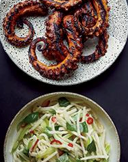 Grilled octopus with ancho chile sauce